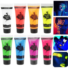 Glow UV Blacklight Face Paint,Neon Body Paint Set of 8 Tubes Blacklight Reactive Paints, DarkPaint Neon Party Supplies
