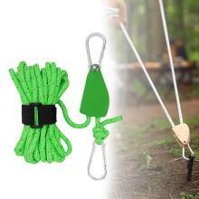 Outdoor Windproof Rope with Durable Ratchet Lock, Adjustable Green Tie Down Rope for Camping Tent