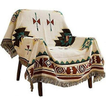Aztec Navajo Rug Blanket Bohemian Tribal Geometric Pattern Rug with Tassels Suitable for Sofa/Bed/Outdoor(Size:130x160cm / 51.1x62.9in)