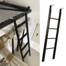 Black Metal Bunk Bed Ladder with Adjustable Length, Stable Construction and Easy Hook Installation