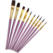 Art Paint Brush Set, 10 Different Sizes for Artists, Adults & Kids Purple
