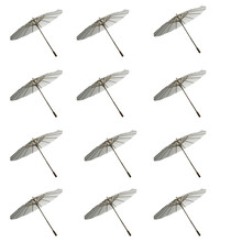 12 stuks papieren parasols, witte strandparasols, doe-het-zelf paraplu's, fotografie rekwisieten voor babyshowerfeestjes en bruiloften, 6