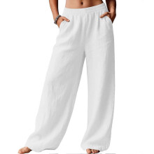 (S, White) Womens Wide Leg Pants High Waist Loose Fit Anti-Wrinkle for Work Casual Wear