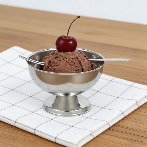 1Set Silberne Eiscreme Dessertschale Fußed Bowls Für Partys 2