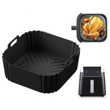 (185g, Black) Air Fryer Replacement Grill Pan Reusable Silicone Non-Stick Pan Compatible with Ninja Air Fryers