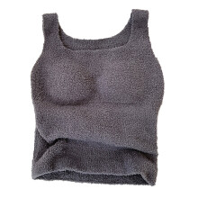 Winter Women's Fluffy Loungewear Crop Tank Top Plush thermal vest with bra pad
