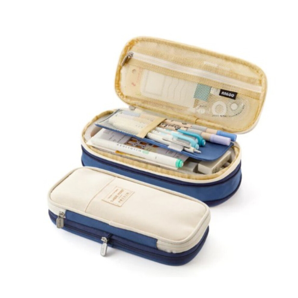 Big Capacity Pencil Case, Foldable Canvas Pencil Case, Pencil Pouch Box Organizer With Double Zipper, Student Stationery Organizer 4261617882250