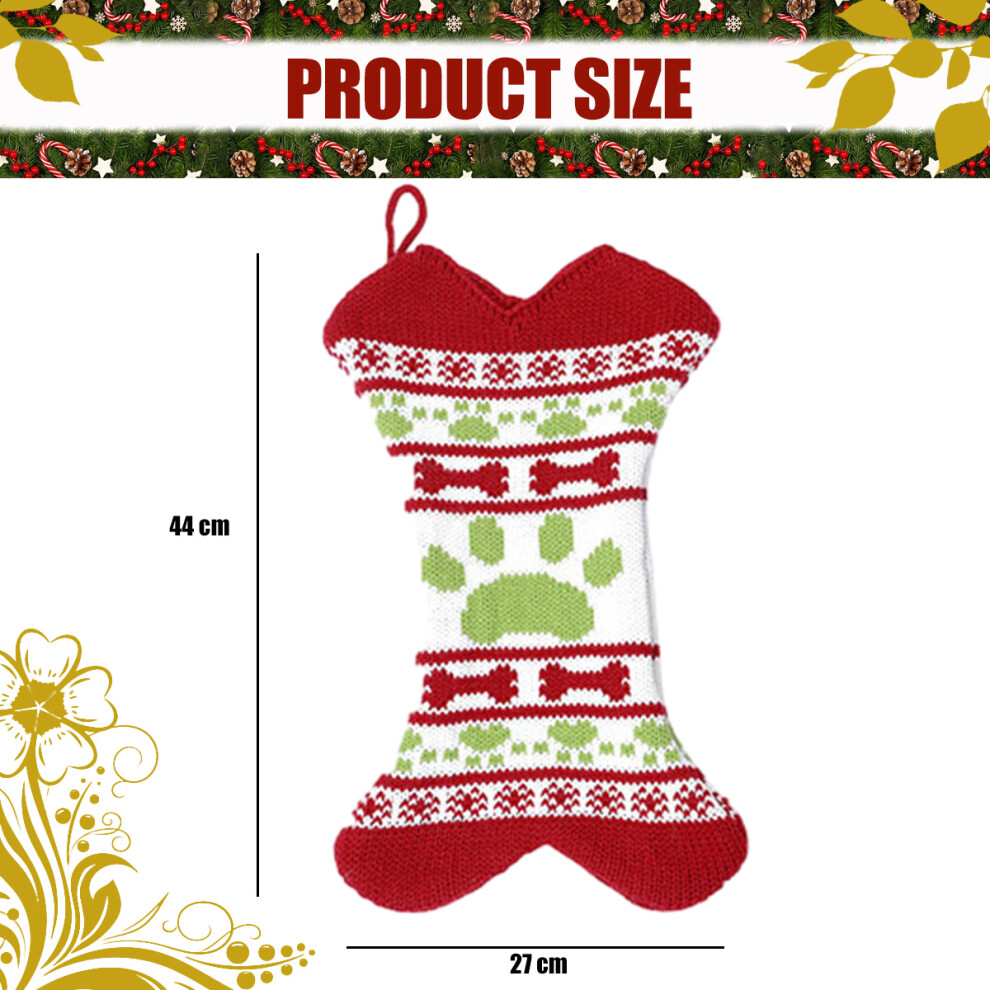 Christmas Knit Dog Stockings Bone/Fish Shape Pet Stockings Compatible With Dogs Christmas Holiday Decoration 4261617883073