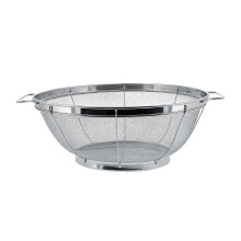 (28cm) Stainless Steel Colander Fine Mesh Colander with Double Handles And Resting Base Strainer Basket for Washing Vegetable Fruit Kitchen Use