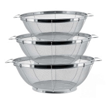 (3pcs) Stainless Steel Colander Fine Mesh Colander with Double Handles And Resting Base Strainer Basket for Washing Vegetable Fruit Kitchen Use