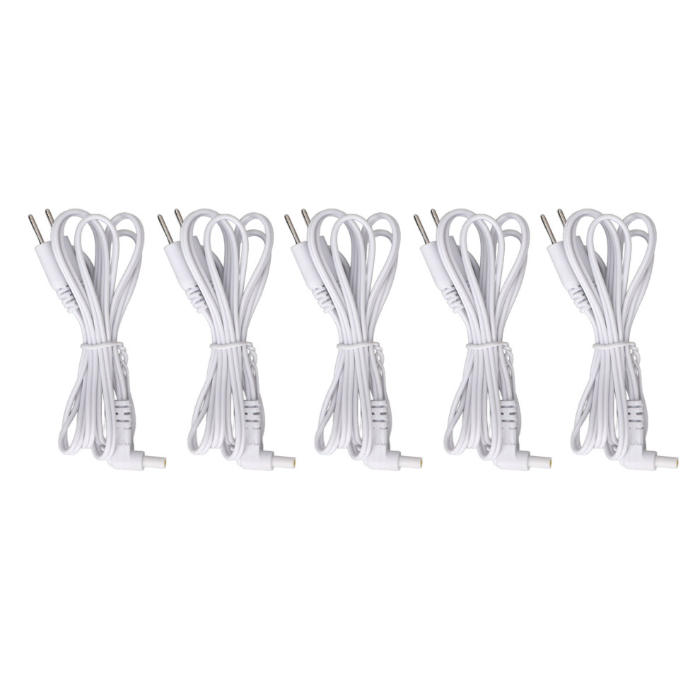 White 5Pcs Replacement Electrode Wires 2.35Mm 2 Pin Connector Electrodes Lead Wire Compatible With Tens Massager
