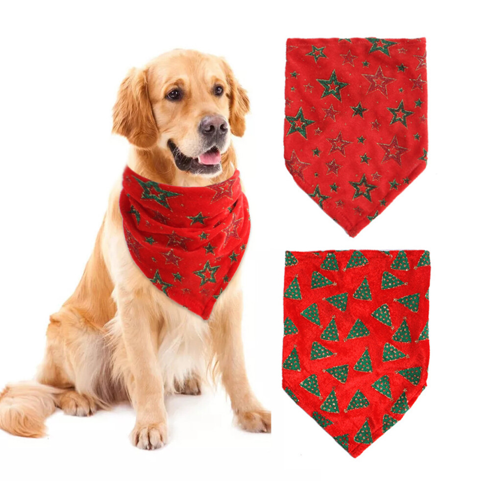 2 Pack Christmas Dog Bandana Reversible Triangle Bibs Scarf Accessories Compatible With Dogs Cats Pets 4261617882892