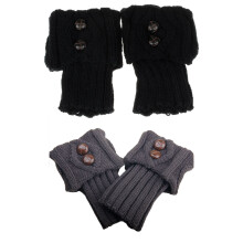2 Pairs Women Winter Warm Knitted Boot Cuff Sock Short Leg Warmers Diamond Flap 2 Buttons Knitted Wool Sock Covers Fashion Boot Covers Foot