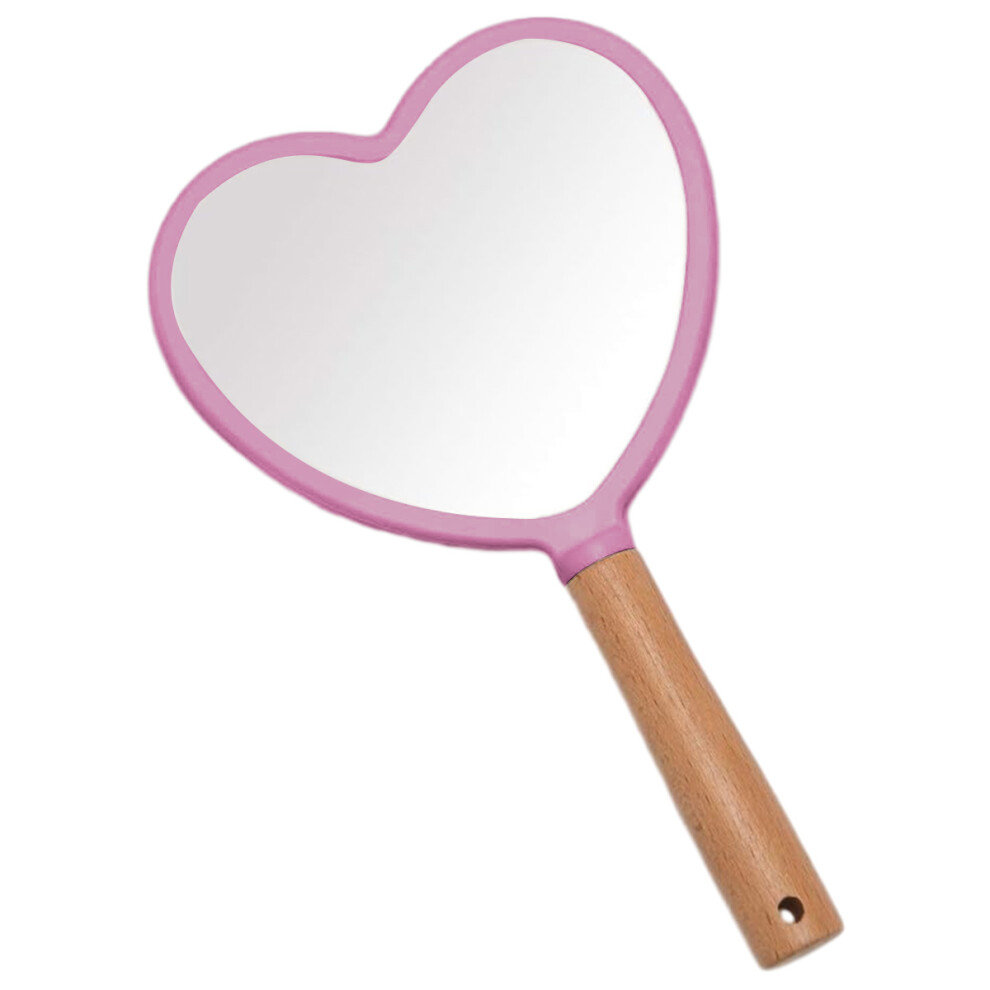Hand Held Mirror With Handle Compatible With Makeup,Small Cute Wood Hand Mirror-Heart Shape 4261617878413