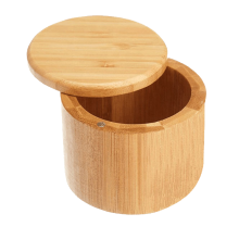 Premium Bamboo Salt Container, Salt Cellar with Magnetic Swivel