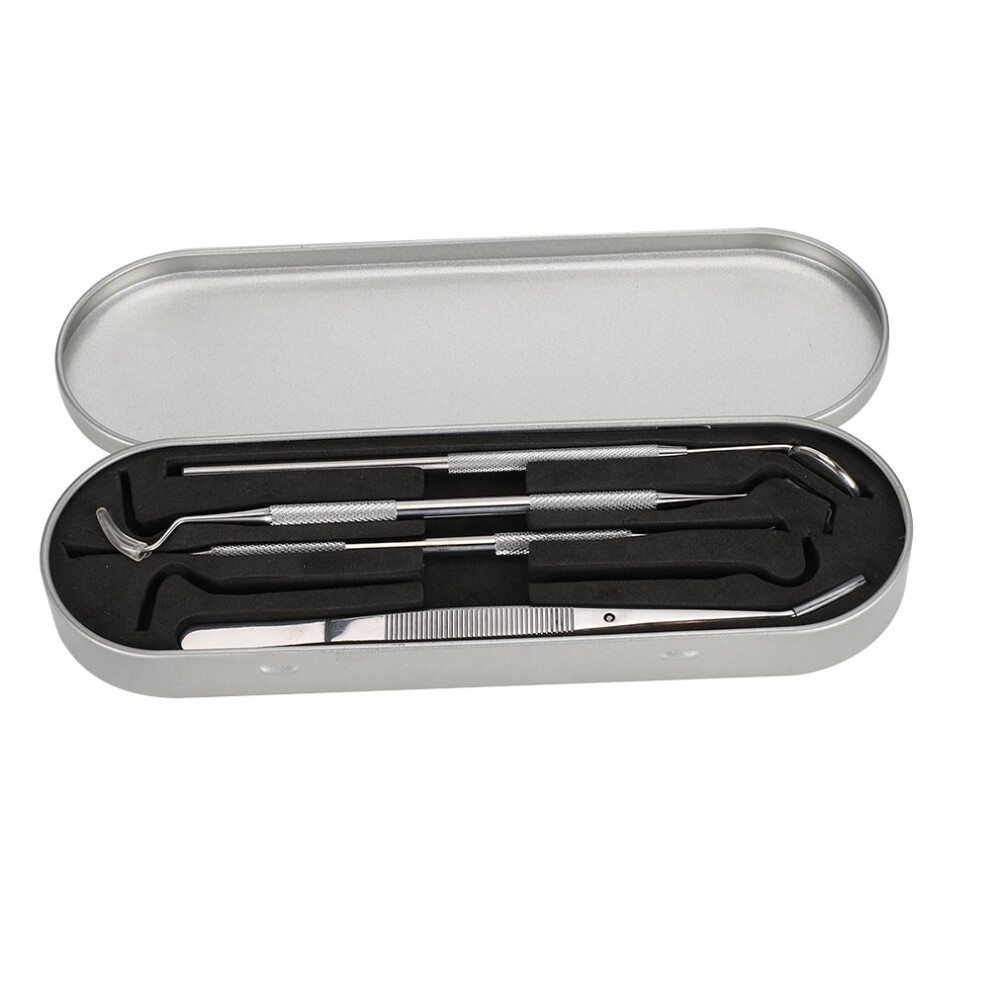 4pcs/set Stainless Steel Dental Set Mouth Oral Mirror Probe Pliers Tweezers Teeth Clean Tool