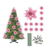 Fiori di Natale artificiali, fiori di plastica, decorazioni natalizie, accessori per appendere l'albero di Natale, materiale per ghirlande -