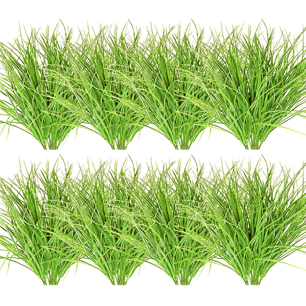 8 Bundles Artificial Grasses Artificial Flowers Outdoor Uv Resistant Fake Grass Fake Flowers No Fade Faux Plastic Plants Garden Porch Window 4261617887187