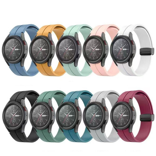 (White) Silicone Magnetic Replacement Silicone Strap For Samsung Galaxy Watch5 pro 2