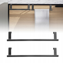 Practical Stainless Steel Towel Holder, Easy Install Over Cabinet With Hook Design, Rust Resistant EVA Foam Pads Compatible with Safe Space
