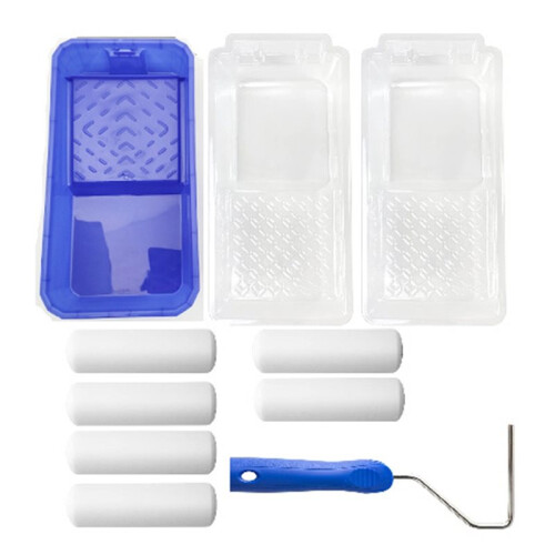 Paint Tray Set Includes 4in  Rollers Disposable Pan Liners Small Paint Tray Ergonomic Handle Ideal Kit