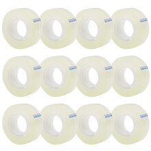 12 Rolls Transparent Tape Refills, Clear Tape, All-Purpose Transparent Glossy Tape for Office