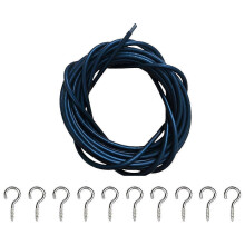 8m Black Curtain Wire Set for Hanging Curtains and Decorations with 10 Hooks and Eyes