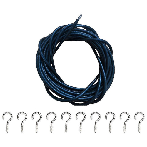 8m Black Curtain Wire Set for Hanging Curtains and Decorations with 10 Hooks and Eyes