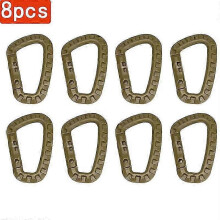 (khaki-8pcs) 4/8/12pcs D Shape Mosqueton Fast Tactical Backpack Buckle Plastic Carabiner Hook EDC Gear For Outdoor Camping