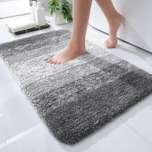 Microfiber Fluffy Shaggy Bath Mat for Bathroom, 41 x 61cm, Non-Slip Super Absorbent Machine Washable  Floor Foot Rugs, Grey