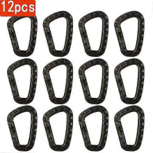 (black-12pcs) 4/8/12pcs D Shape Mosqueton Fast Tactical Backpack Buckle Plastic Carabiner Hook EDC Gear For Outdoor Camping