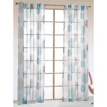 2 Pieces Elegant Geometric Eyelet Sheer Voile Curtains for Door Window Balcony Living Room Width 140cm (Height 225cm, Blue)
