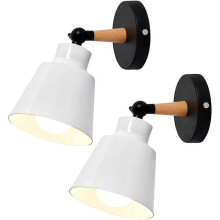 Set of Vintage Industrial Wall Sconce Ceiling Lights E27 Light Fixtures Metal Adjustable Vintage Interior Wall Lights (No Switch, White)