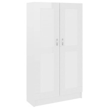 vidaXL Book Cabinet High Gloss White Engineered Wood Storage Rack Sideboard