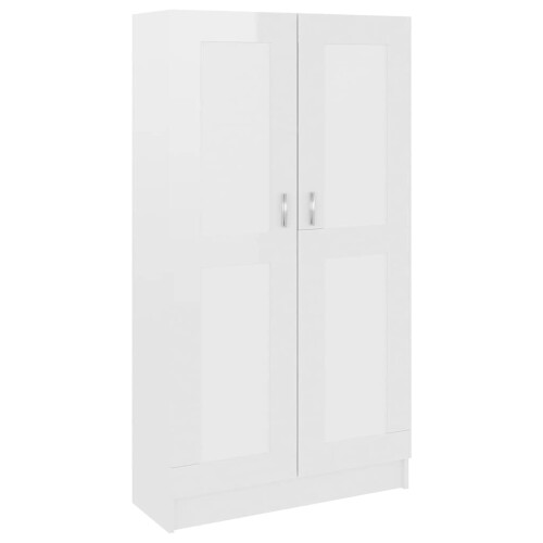VidaXL vidaXL Book Cabinet High Gloss White Engineered Wood Storage Rack Sideboard