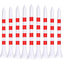 Bamboo Golf Tees 83mm Pack of 100 Long Golf Tees with Height Markers, Biodegradable Sustainable Reduced Friction White & Red