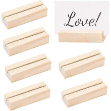 7PCS Wood Place Card Holders Wood Name Card Holder Table Number Stands for Wedding Party Events Decoration Double Side Display Mini Blackboard