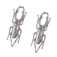 Boucles d'oreilles en forme de coccinelles exagérées,-argent