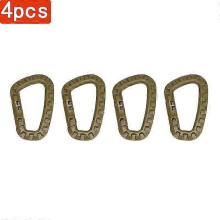 (khaki-4pcs) 4/8/12pcs D Shape Mosqueton Fast Tactical Backpack Buckle Plastic Carabiner Hook EDC Gear For Outdoor Camping