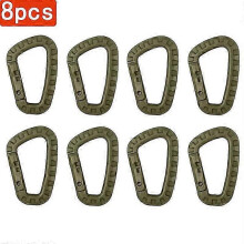 (green-8pcs) 4/8/12pcs D Shape Mosqueton Fast Tactical Backpack Buckle Plastic Carabiner Hook EDC Gear For Outdoor Camping