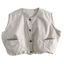 Multi Functional Boys Girls Vest Jacket Sleeveless-Beige 110cm