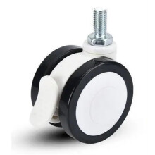 5 Pack 3 Inch Silent PVC Caster Wheels with Brakes M12x25mm Swivel Casters for Equipment Cart