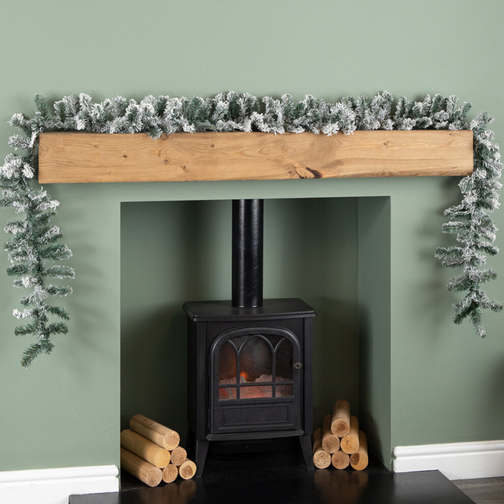 Premier 2.7M (9Ft) Snow Flocked Woodcote Fir Christmas Garland