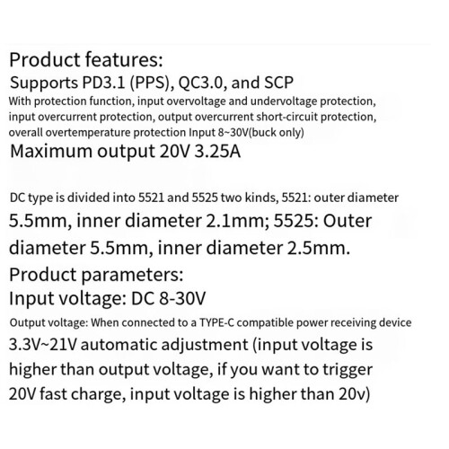 PD65W Fast Charging Module Type-C Interface PD QCSCP PPS Fast Charging Full Protocol Charger Module B 2