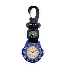 (Compass with Jewellery Blue) Luminous Quartz Digital Pocket Watch with Clip for Sports & Hiking
