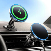 for iPhone 17 Magsafe Car Mount Charger, [2025 New] 15W 2in1 Magnetic Wireless Car Charger, fits for Magsafe Car Charger, Vent/Dashboard Phone Holder