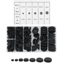 Rubber Plugs, 200 Pcs Rubber Grommets Rubber Grommets Kit Rubber Grommets for Wire Cable Assortment of Black Rubber Washers，Oi-FRIS