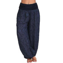 (S, Navy Blue) Women's Casual Baggy Gypsy Hippie Boho Harem Yoga Pants, Summer Bloomers Trousers