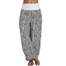 (L, White) Women's Casual Baggy Gypsy Hippie Boho Harem Yoga Pants, Summer Bloomers Trousers
