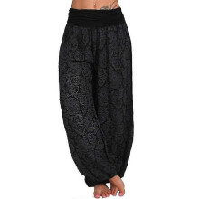(XL, Black) Women's Casual Baggy Gypsy Hippie Boho Harem Yoga Pants, Summer Bloomers Trousers